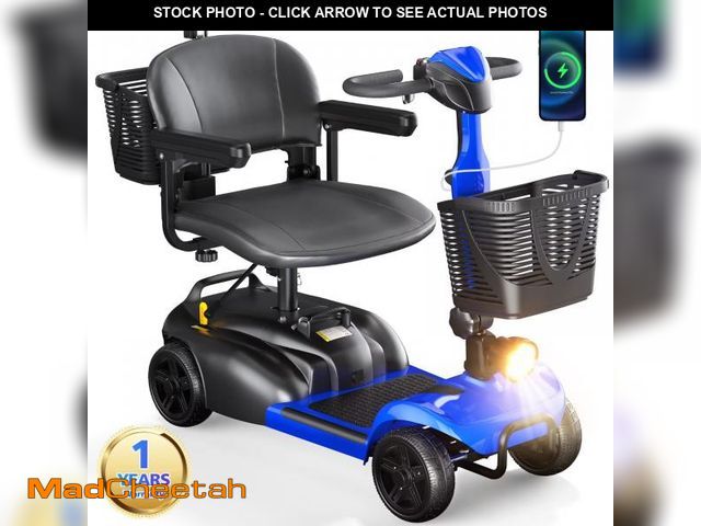 Lot 74-12144664 - SACVON 4 Wheels Mobility Scooter with Cane Holder for Seniors, Electric Folding Wheelchair Device fo...