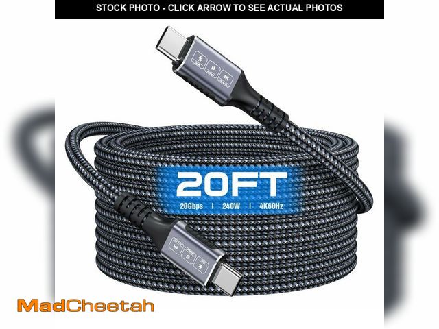 Lot 74-14145074 - Bawanfa USB C to USB C Cable 20Ft, 20Gbps Data Transfer, 240W PD Fast Charging, 4K@60Hz Video Suppor...