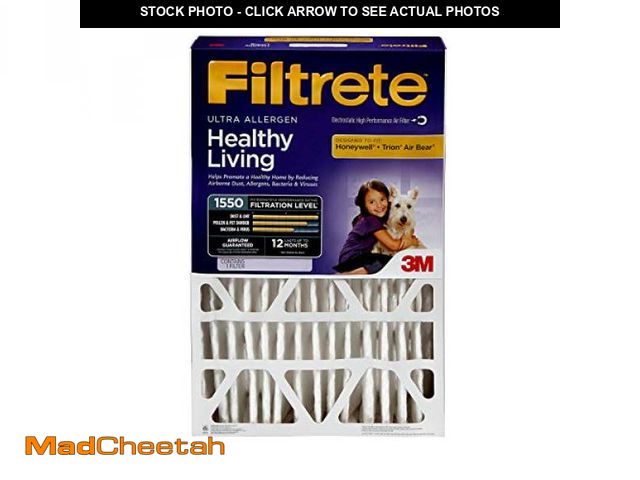 Lot 74-12136932 - Filtrete 16x25x5 AC Furnace Air Filter, MPR 1550, MERV 12, Fit Trion Air Bear Furnace, Allergen, Bac...