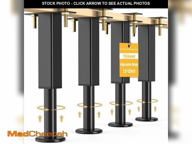 Lot 74-14056015 - 4PCS Adjustable Height Bed Support Legs, 7.3-12 In, Metal Heavy Bed Risers with Non-Slip Rubber Base...