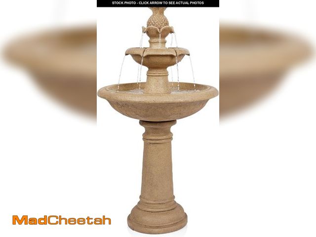 Lot 74-12043571 - Alpine Corporation USA1590 Ivory Pineapple Multi-Tier Fountain, Statement Waterfall for Lawn &amp; G...