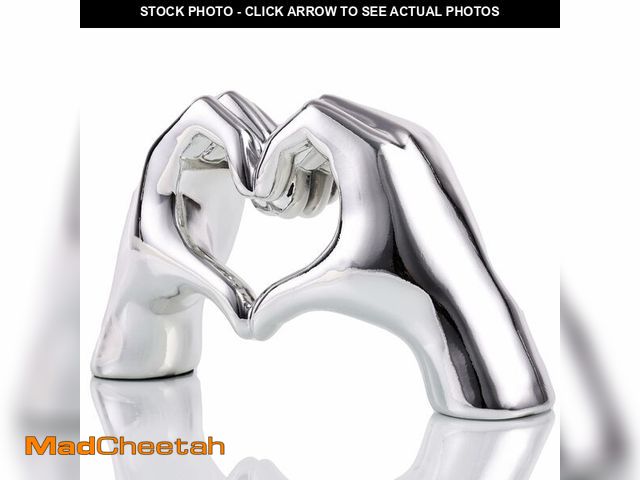 Lot 74-12442264 - Silver Heart Hands Sculpture , Love Centerpieces Aesthetic Statue and Sculpture Living Room Bedroom ...
