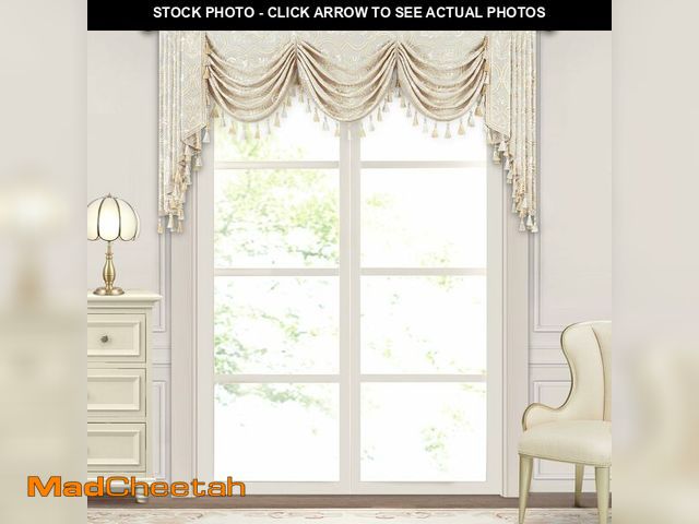 Lot 74-13716961 - Loom and Mill European Elegant Waterfall Valance for Living Room, Luxury Jacquard Frame Swag Valance...