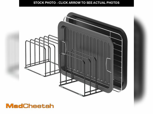 Lot 74-13544942 - KORRTFID Kitchen Cabinet Organizer, Steel Cookware Holder, Divided Holder with 5 Slots for Skillets ...