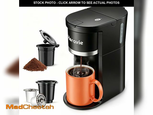 Lot 74-14268287 - Horavie Small Single Serve Coffee Maker, Fast Brew One Cup Coffee Machine for K Cup and Grounds, 6 t...