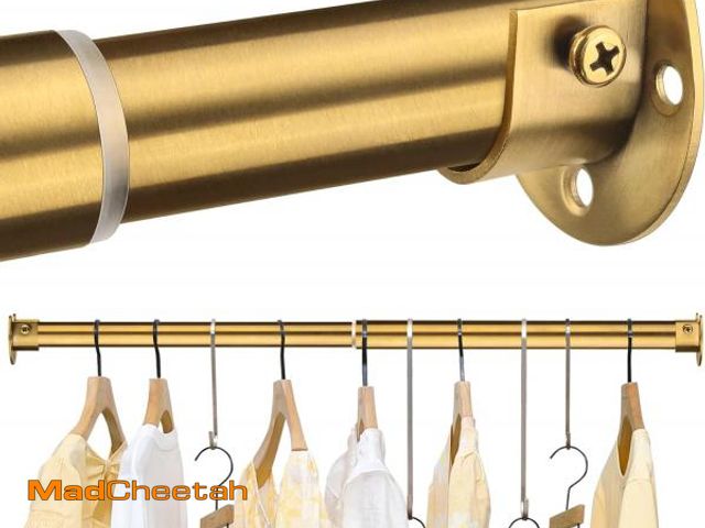 Lot 74-12326260 - FIRJOY Closet Rods for Hanging Clothes - Heavy Duty, Length Adjustable (#2 Gold, 30.5" - 40") - UNUS...