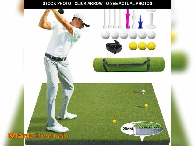 Lot 74-14612522 - LPALNTYS Golf Hitting Mat 5x4ft, 21mm Artificial Turf Practice Mat with 9 Tees, Durable EVA Backing ...