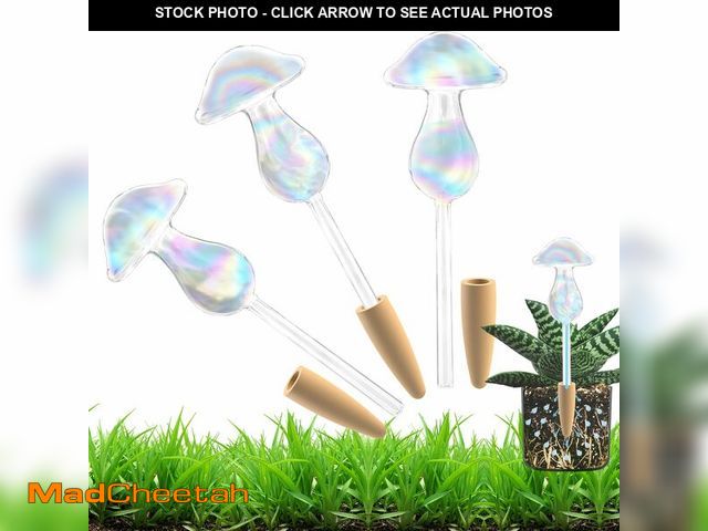 Lot 74-12437424 - HyJeryty 3 Pack Non-Clogging Iridescent Mushroom Plant Watering Globes with Terracotta Spikes, Hand ...