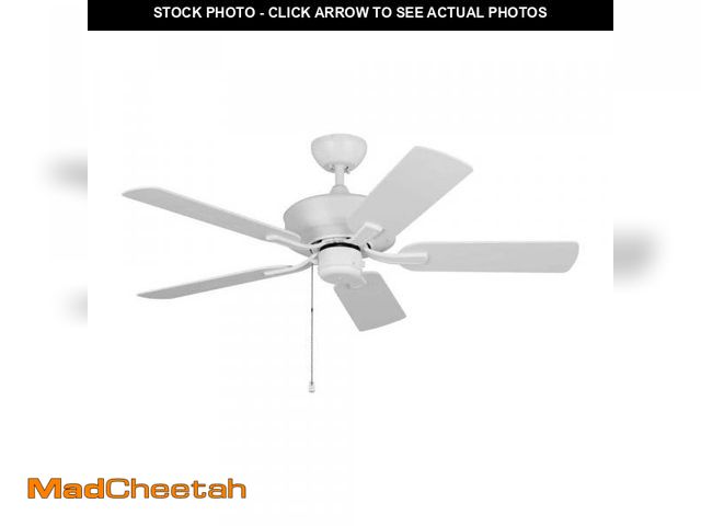 Lot 74-12295915 - Generation Lighting Linden 44 in. Transitional Wet Rated Outdoor White Ceiling Fan with White Blades...
