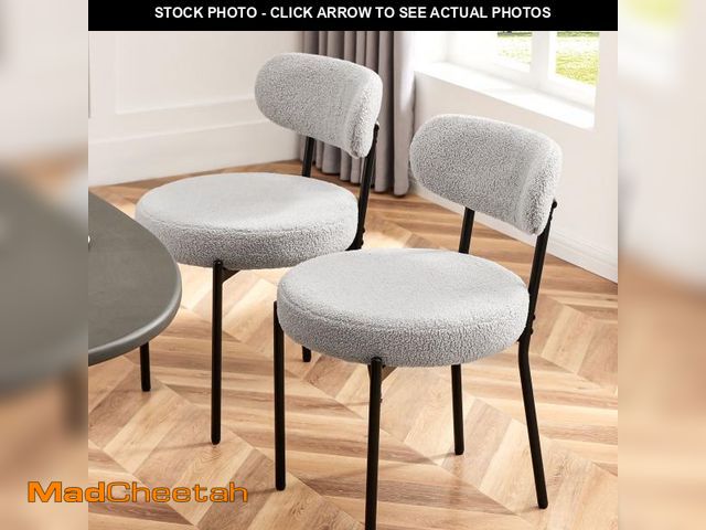 Lot 74-12420831 - edx Upholstered Dining Chairs, Mid Century Modern Round Dining Room Chairs for Vanity For Living Roo...