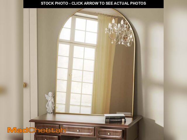 Lot 74-12667544 - BEAUTYPEAK 30"x 40" Bathroom Mirror Wall Vanity Arched Mirror, Gold, Crown Shape - UNUSED