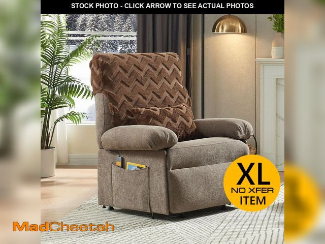 Lot 74-14242871 - Bestier Dark Brown Linen Power Lift Recliner Chair for Elderly with Remote, Adjustable Backrest and ...
