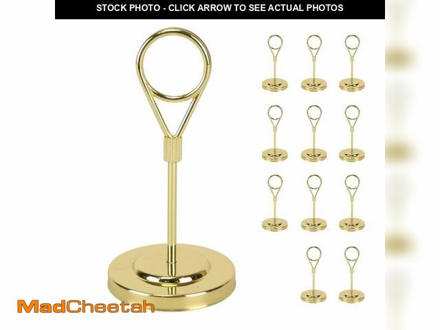 Lot 74-14206496 - BARsics 12pcs Gold Premium Table Place Card Holders with Weighted Base Stand and Clip - UNUSED