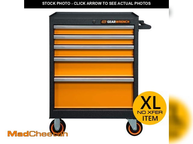 Lot 74-13822505 - (MISSING KEY, TOOLS) GEARWRENCH 26 in. 5-Drawer GSX Series Rolling Tool Cabinet - USED