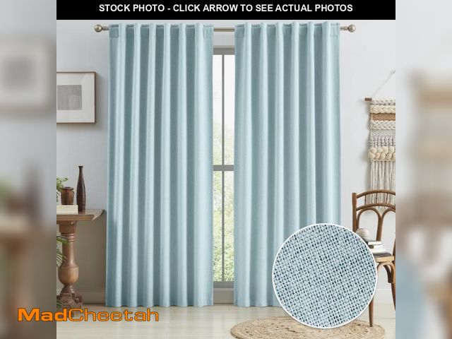 Lot 74-12304233 - Blackout Linen Curtain Panels, Totally Shaded Draperies 84 Inches Long for Dining Room, Soundproof P...