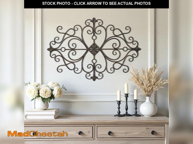 Lot 74-12481883 - Sintosin Metal Wall Decor 36"x24", Rustic Wrought Iron Wall Art, Large Antique Scroll Hanging Decor ...