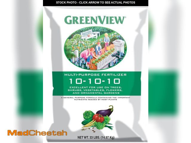 Lot 74-12399828 - GreenView Multi-Purpose Fertilizer, 33 lb. Bag - NPK 10-10-10 - UNUSED