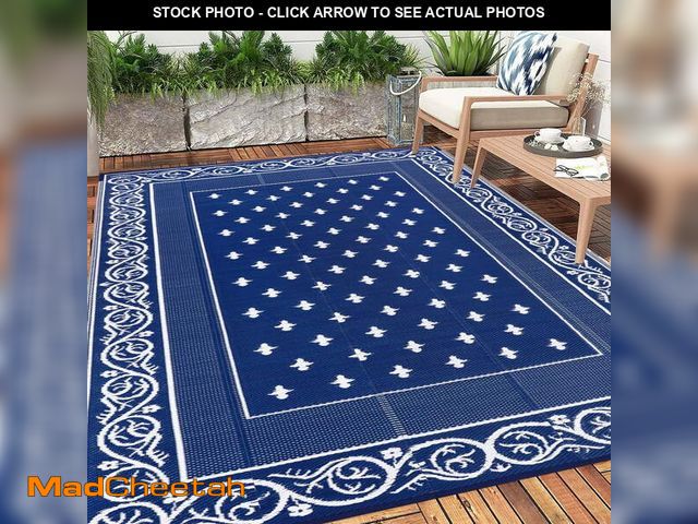 Lot 74-12549103 - Findosom 8'x10' Blue Outdoor Rug Reversible Outdoor Mat RV Outdoor Plastic Straw Area Rug Mat Campin...