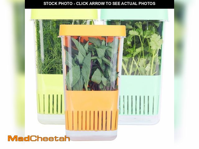 Lot 74-14428469 - LAWNFUL 3 Pack Fresh Herb Keeper for Refrigerator, Clear BPA-Free Herb Saver, Storage Container for ...