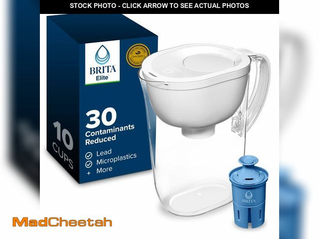Lot 74-14207000 - Brita Water Pitcher, Everyday Elite Filter, Removes 99% of Lead, 10 Cup Capacity, White, 1 Count - U...