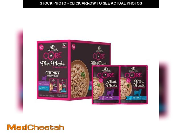 Lot 74-14079583 - Wellness CORE Small Breed Mini Meals Chunky Variety Pack Adult Wet Dog Food, Grain Free, Natural, 3 ...