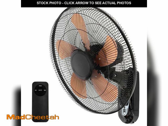 Lot 74-12670324 - Wall Mount Fan 20 Inch with Remote, 3-speed Wall Oscillating Quiet Fan with 5 Metal Blades, Adjustab...