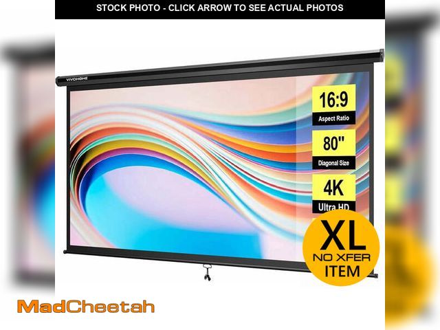 Lot 74-14087493 - SPECSTAR 80 inch Manual Pull Down Projector Screen, 16:9 HD Retractable Projector Screens with Auto ...