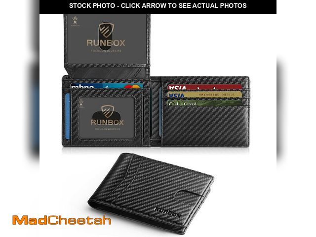 Lot 74-14052431 - RUNBOX Wallet for Men -Slim Rfid Leather Mens Bifold Novelty Wallets 2 ID Window With Gift Box Men's...