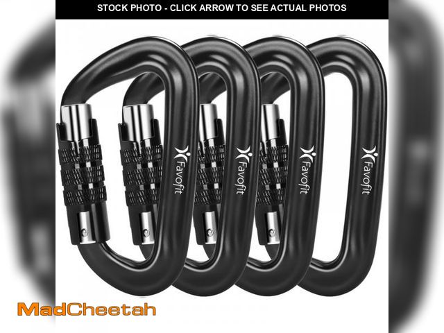 Lot 74-12436997 - Heavy Duty Locking Carabiner Clips - Favofit 12KN (2697 lbs) Clips 3.2'' Small D Ring for Camping Ha...