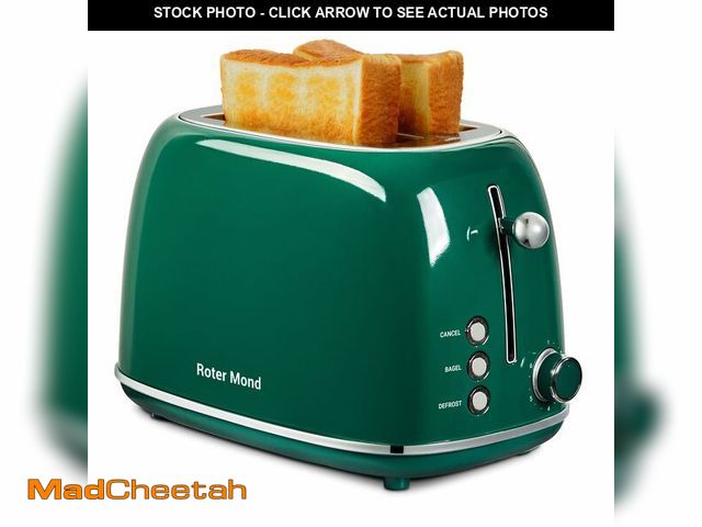 Lot 74-12977324 - Roter Mond 2 Slice Toaster Retro Stainless Steel with Bagel, Cancel, and Defrost Functions, 6 Bread ...