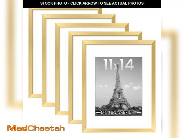 Lot 74-12122487 - upsimples 11x14 Picture Frame Set of 5, Display Pictures 8x10 with Mat or 11x14 Without Mat, Wall Ga...