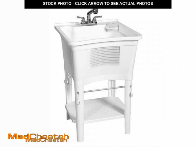 Lot 74-11804204 - Glacier Bay 24.1 in. L x 24.1 in. W x 36.7 in. H Laundry Sink / Utility Sink Work Center in White wi...
