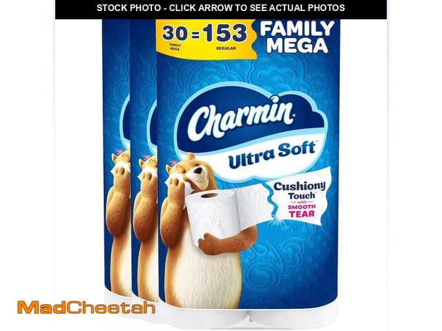 Lot 74-14348621 - Charmin Ultra Soft Cushiony Touch Toilet Paper, 30 Family Mega = 153 Regular Rolls, 2-Ply, White - U...