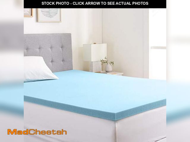 Lot 74-12399547 - Basics Queen Mattress Topper, Cooling Gel-Infused, CertiPUR-US Certified, 2 Inches, Blue - UNUSED