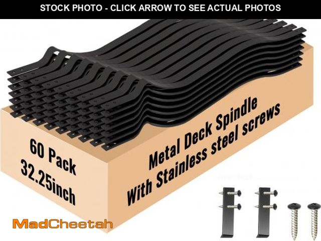 Lot 74-12509098 - Zongrace 60 Pack 32.25" Wave Arc Metal Deck Balusters, Heavy Duty Matte Black Metal Deck Spindles wi...