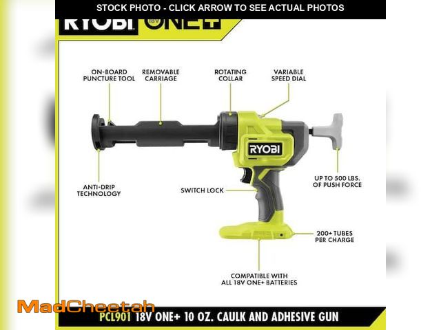 Lot 74-12797463 - RYOBI ONE+ 18V Cordless 10 oz. Caulk &amp; Adhesive Gun (Tool Only) - UNUSED