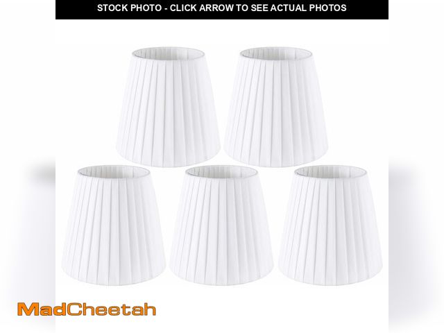 Lot 74-14293863 - 5 Pack Small Lamp Shades for Chandelier - Clip On Bulb, 4" Top x 6" Bottom x 5" High, White Pleated ...