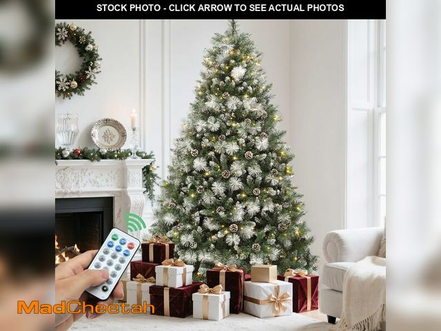 Lot 74-13331870 - YITAHOME 6ft Prelit Scotch Pine Christmas Tree with Remote Control, Pre-Decorated Frosted Christmas ...