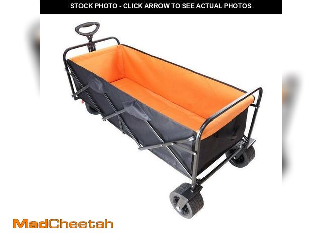Lot 74-12746680 - Noble House Oslo 9 cu. ft. Steel Large Folding Wagon Garden Cart, Black Plus Orange - UNUSED