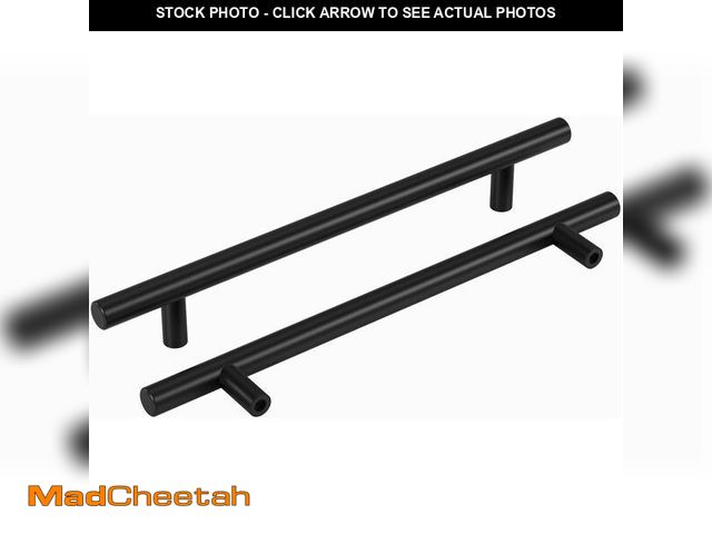 Lot 74-13772666 - homdiy Black Cabinet Handles 30Pack 6-1/4inch Hole Center Kitchen Drawer Pulls and Knobs Stainless S...