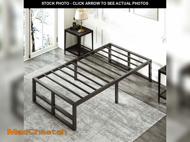 Lot 74-13060414 - Amolife Twin Size Metal Platform Bed Frame with 14" Under Bed Storage - UNUSED