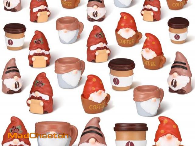 Lot 74-12325605 - DoubleFill 60 Pcs Mini Coffee Resin Gnomes Tiny Fall Brown Gnome Statues Miniature Figurines for Hid...