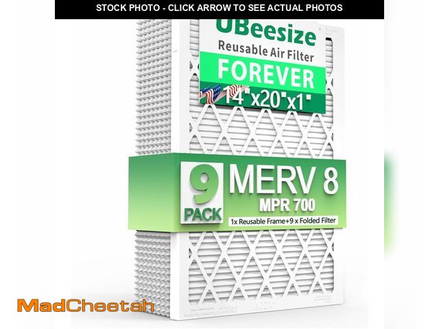 Lot 74-12664747 - UBeesize Air Filter 14x20x1(9-Pack), MERV 8 MPR 700 AC/HVAC Furnace Air Filters,Deep Pleated Air Cle...