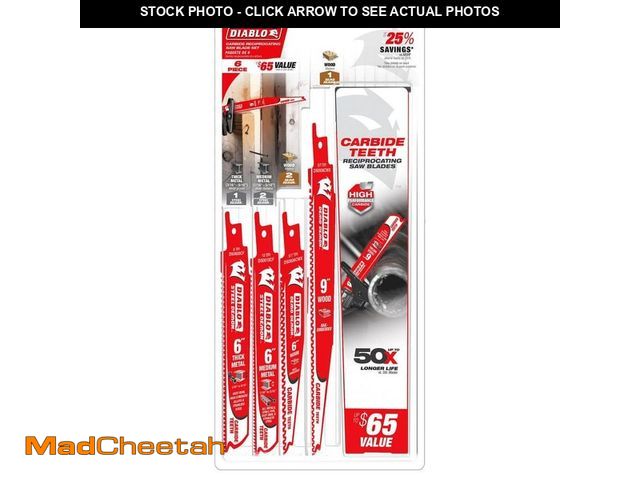 Lot 74-13771244 - DIABLO Carbide Reciprocating Saw Blade Set (6-Piece) - UNUSED