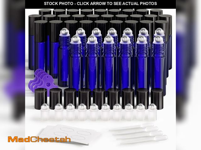 Lot 74-12314481 - ULG Essential Oil Roller Bottles 48 Pack 10ml Cobalt Blue Glass Empty Bottles with Stainless Steel R...