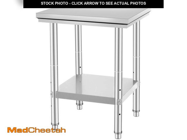 Lot 74-14275472 - SVOPES Stainless Steel Prep Table, 24 in. x 24 in. x 31 in., 700 lbs. Load Capacity, Kitchen Prep Ta...