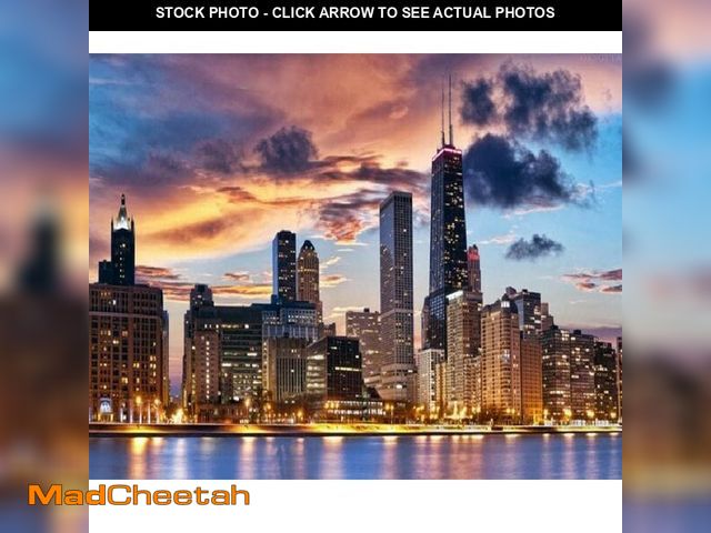 Lot 74-14151158 - OKSGYTA Evening Sunset Chicago Skyline Painting by Numbers DIY Unique Canvas Oil Painting Kit Digita...