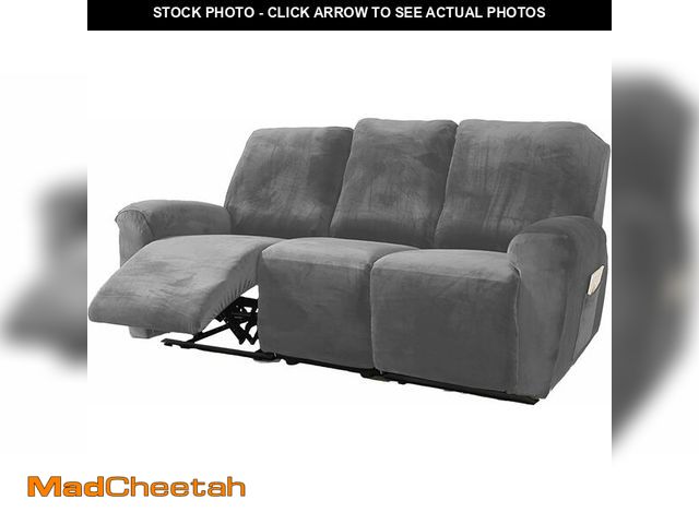 Lot 74-12715437 - NORTHERN BROTHERS Velvet 8 Pieces Recliner Sofa Covers 3 Seater, Stretch Recliner Couch Cover for Re...