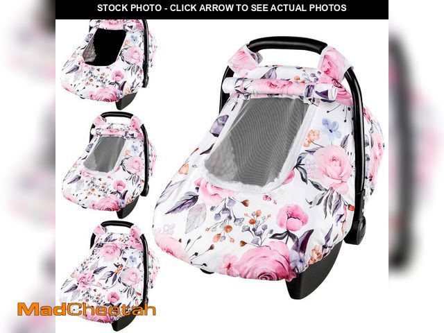 Lot 74-13949789 - Floral Baby Carseat Cover Girls, Pea Pod Infant Car Seat Covers Canopy for Newborn with 2 Layers Win...