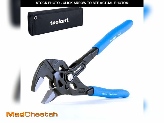 Lot 74-12717967 - toolant 7-INCH Plier Wrench, CR-V Construction Adjustable Wrench With Pouch, Black Finish Smooth Jaw...